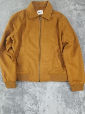 BREAKOUT Mustard Bomber Men's Wool Jacket Zip Front Size Medium